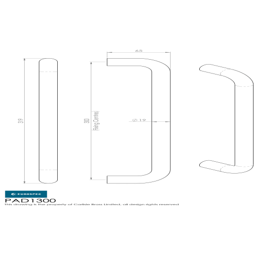 Eurospec 'D' Shaped Pull Handle 319 x 19mm Satin Stainless Steel