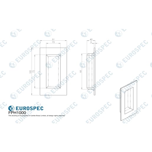 Eurospec Steelworx Rectangular Flush Pull 100 x 50mm Satin Stainless Steel