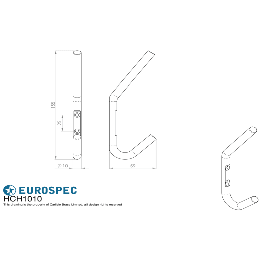 Eurospec Hat and Coat Hook 150mm Satin Stainless Steel