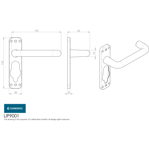 Carlisle Brass Eurospec Safety Lever on Inner Plate 19mm Satin Anodised ...