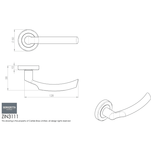 Serozzetta Nelson Lever on Rose Door Handle Polished Chrome