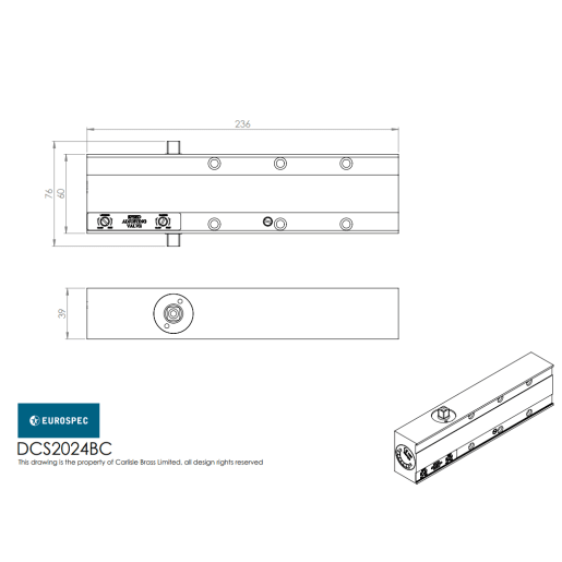 Eurospec Overhead Door Closer Variable Power Size 2-4 Silver