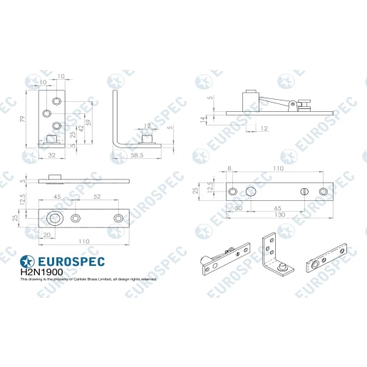 Eurospec Enduromax Standard Thrust Bearing Pivot Set Satin Stainless Steel