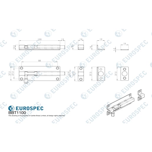 Eurospec Easi-T Din Profile Escape Lock 60mm Satin Stainless Steel