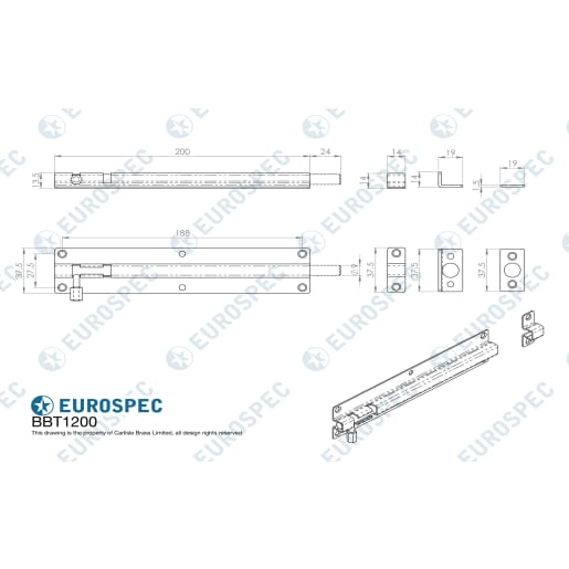 Eurospec Easi-T Din Radius Profile Deadlock 60mm Satin Stainless Steel