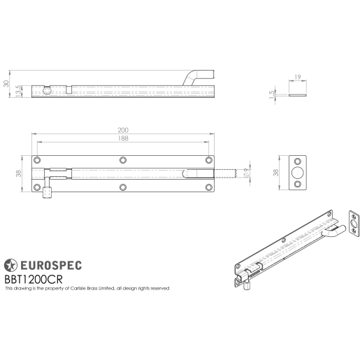 Eurospec Easi-T Architectural Din Latch 60mm Security Satin Stainless Steel