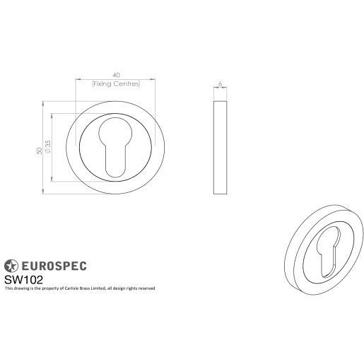 Eurospec Steelworx Escutcheon Euro 6 x 50mm Satin Stainless Steel