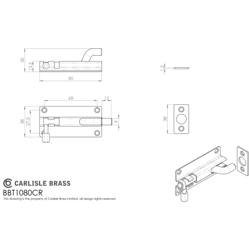 Eurospec Steelworx Straight Barrel Bolt 100 x 38mm Satin Stainless Steel