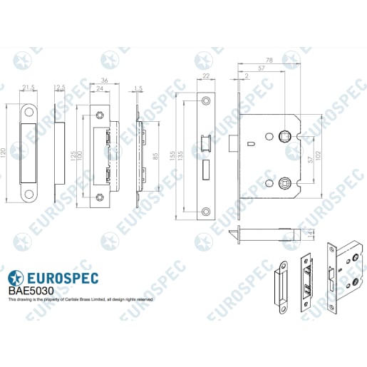 Eurospec Steelworx Cranked Barrel Bolt 150 x 38mm Satin Stainless Steel