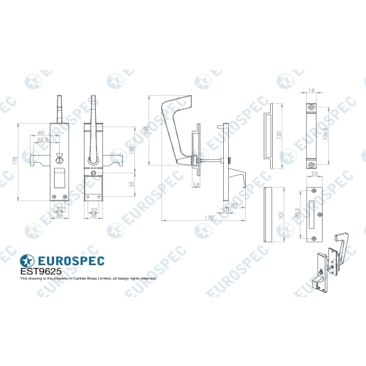 Eurospec Disabled Facility Handle Set Polish Anodised Aluminium