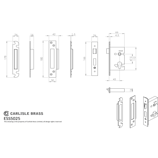 Eurospec Easi-T Profile Sashlock 64mm PVD Stainless Brass