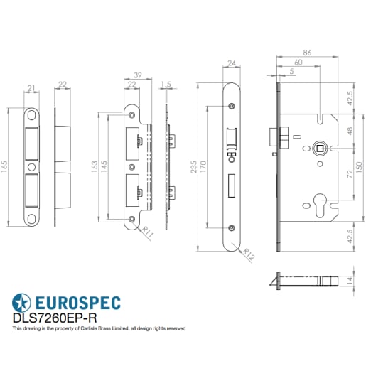 Eurospec Easi-T Bathroom Lock 76mm Contract Nickel Plated