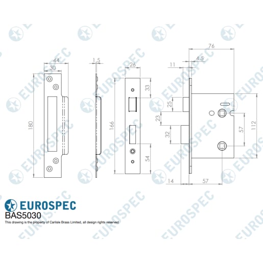 Eurospec Easi-T Architectural Bathroom Lock 64mm Stainless Brass