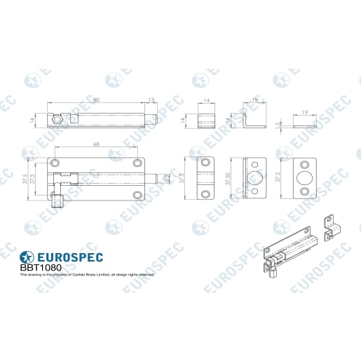 Eurospec Easi-T Contract Din Latch 55mm Satin Stainless Steel