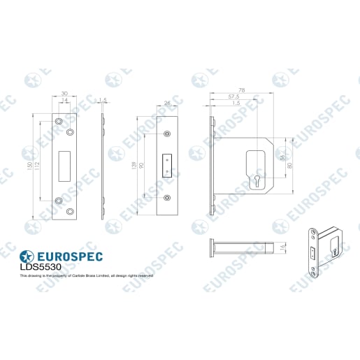 Eurospec Easi-T3 Lever Deadlock 76mm Satin Stainless Steel