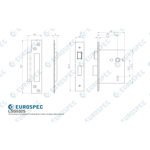 Eurospec Economy Easi-T 3-Lever Sashlock 76mm Electro Brassed