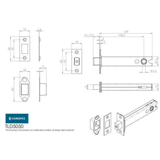 Eurospec Easi-T 5 Lever Security Sashlock 76mm Satin Stainless Steel