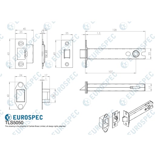 Eurospec Easi-T Tubular Dead Bolt 127mm Satin Stainless Steel