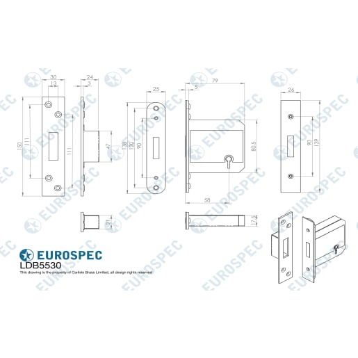 Eurospec Easi-T Contract Upright Latch 76mm Nickel Plated