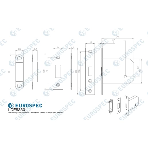 Eurospec Easi-T5 Lever Deadlock 76mm Stainless Brass