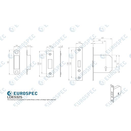 Eurospec Easi-T Residential 3-Lever Deadlock 64mm Nickel Plated