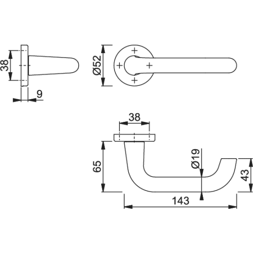 Hoppe Duraplus Paris Sprung Lever on Round Rose 19mm Satin Anodised Aluminium AR200S/10