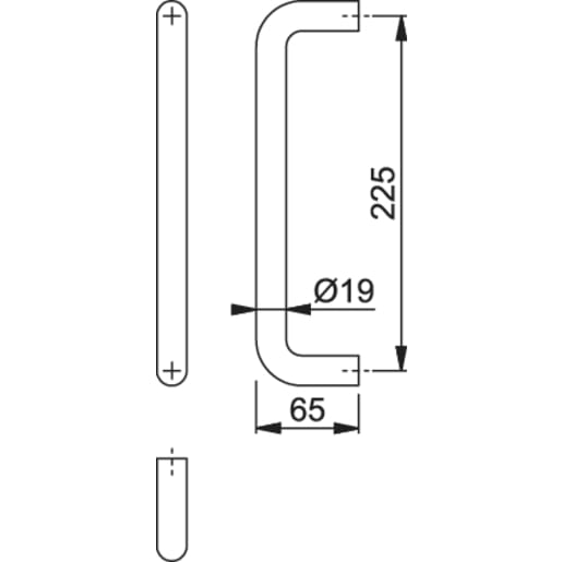 Arrone Plus Pull Handle with Bolt Fix 225 x 19mm Satin Anod Aluminium AR-5020