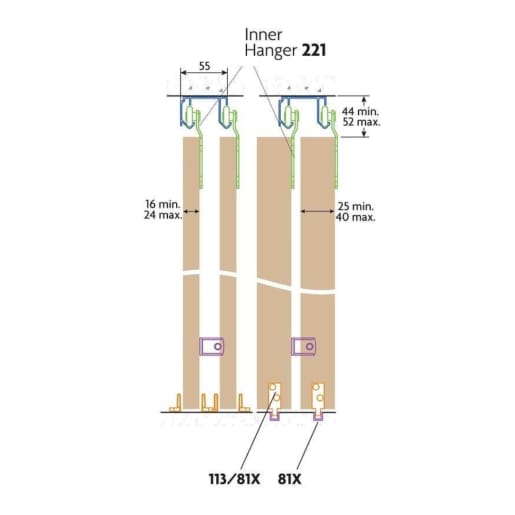 P C Henderson W12 Wardrobe Double Top Sliding Door Gear Set