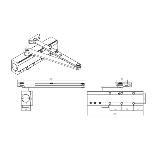 Synergy S800 Satin Stainless Steel 2-5 Door Closer with Backcheck