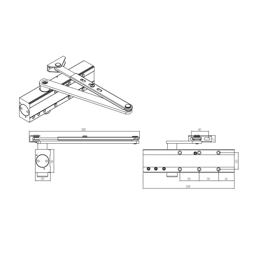 Synergy S800.SES.MEC Silver 2-5 Door Closer with Backcheck