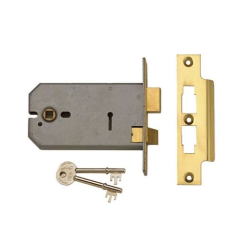 Union 2077 3 Lever Horizontal Mortice Lock 124mm Polished Brass
