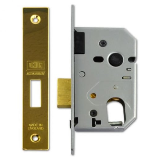 Union 2141 Oval Profile Mortice Deadlock 65mm Polished Brass