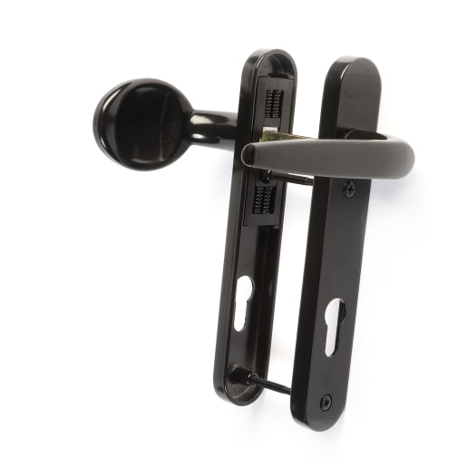 Torjan Euro UPVC Inline Lever Pad Set 122mm with Fixings Black