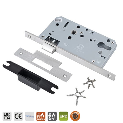 BRITON 5740.60.S.SS Euro Profile Cylinder Latch - Square Forend Satin Stainless Steel