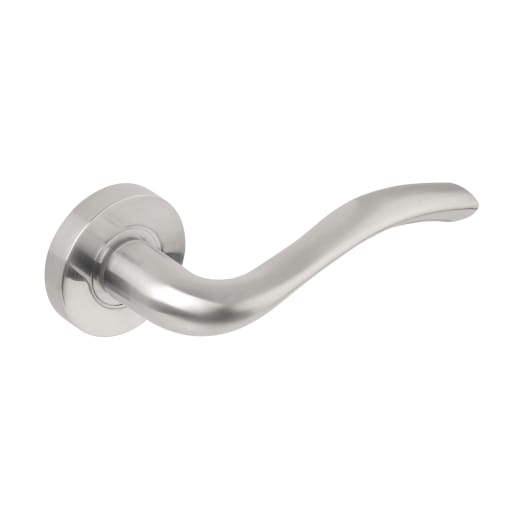 Jigtech Solar Fire Rated Lever on Rose - Satin Chrome Plate
