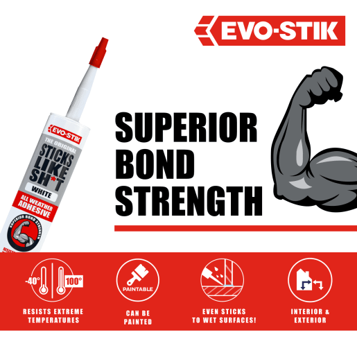 Evo-Stik Sticks Like Sh*t All Weather Adhesive 290ml White