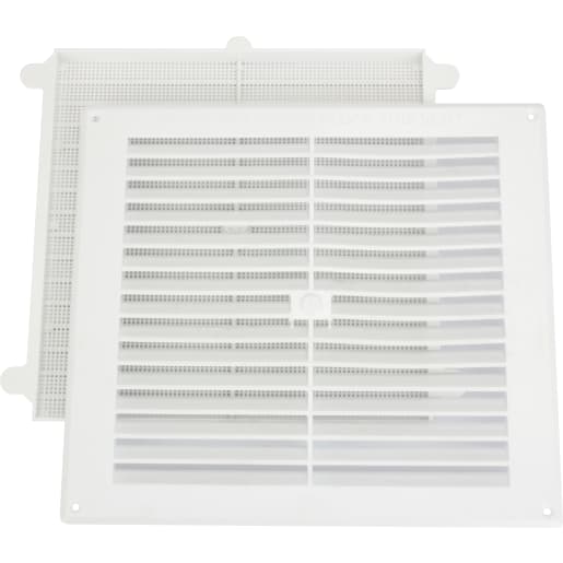 MAP Louvred Vent with Removable Flyscreen - White Plastic - 9x6