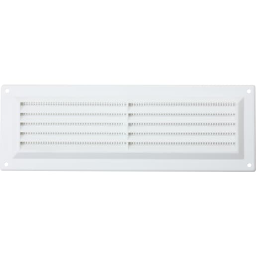 MAP Louvred Vent with Fixed Flyscreen - White Plastic - 9x3