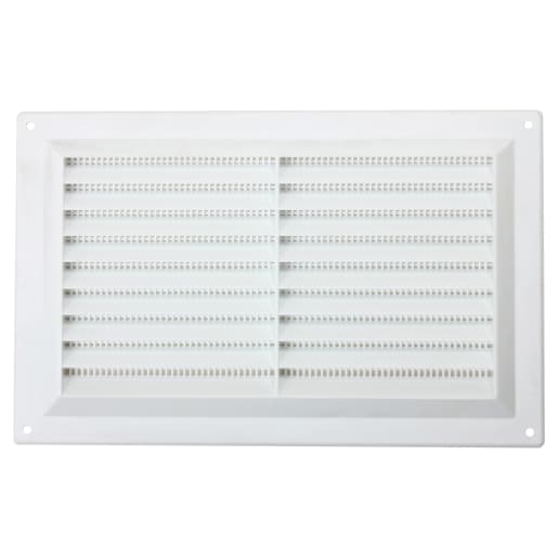 MAP Louvred Vent with Fixed Flyscreen - White Plastic - 9x6