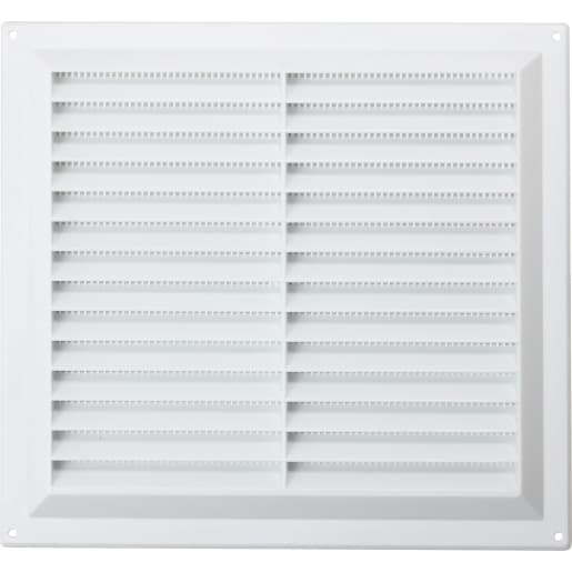 MAP Louvred Vent with Fixed Flyscreen - White Plastic - 9x9