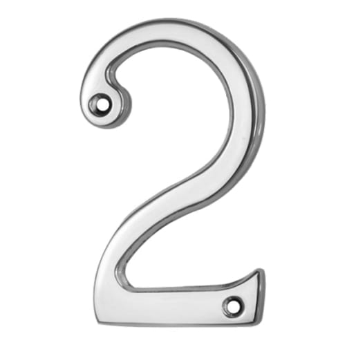 Carlisle Brass Numeral '2' Face Fix Number 76mm Polished Chrome