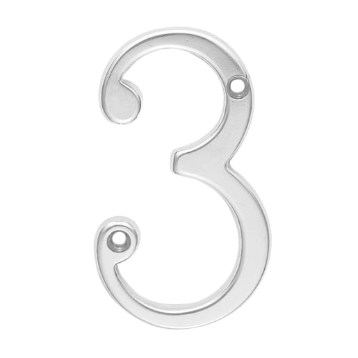Carlisle Brass Numeral '3' Face Fix Number 76mm Satin Chrome