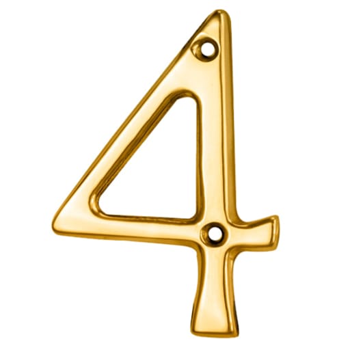 Carlisle Brass Numeral 4 Face Fix Number 74 x 53 x 4mm Polished Brass