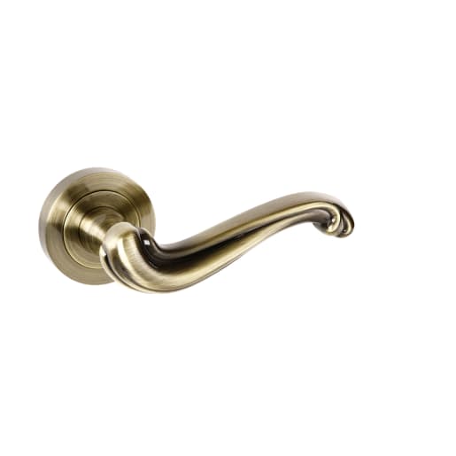 Old English Colchester Lever on Round Rose Antique Brass