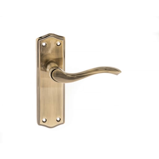 Old English Warwick Latch Lever on Backplate Antique Brass