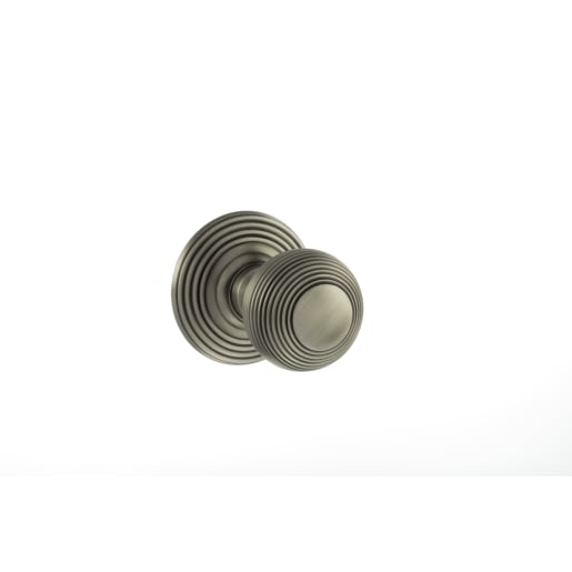 Old English Ripon Solid Brass Reeded Mortice Knob on Concealed Fix Rose Matt Gun Metal