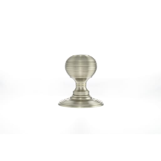 Old English Ripon Solid Brass Reeded Mortice Knob on Concealed Fix Rose Satin Nickel