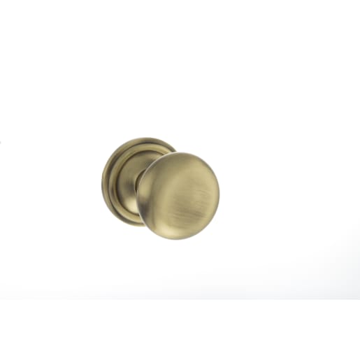 Old English Harrogate Solid Brass Mushroom Mortice Knob on Concealed Fix Rose Antique Brass