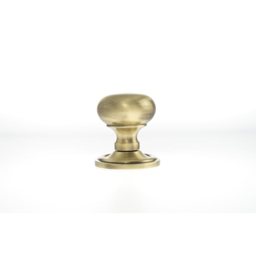 Old English Harrogate Solid Brass Mushroom Mortice Knob on Concealed Fix Rose Antique Brass