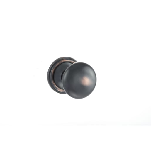 Old English Harrogate Solid Brass Mushroom Mortice Knob on Concealed Fix Rose Antique Copper
